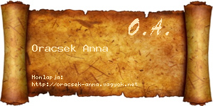 Oracsek Anna névjegykártya
